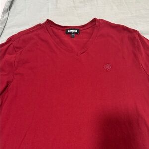Express Deep Red V-Neck Tee